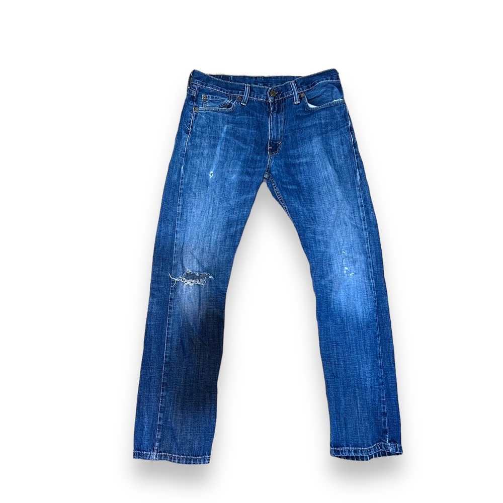 Levis 513 Straight Blue Jeans Mens Red Tag 32x30 Denim Western Cowboy Distressed